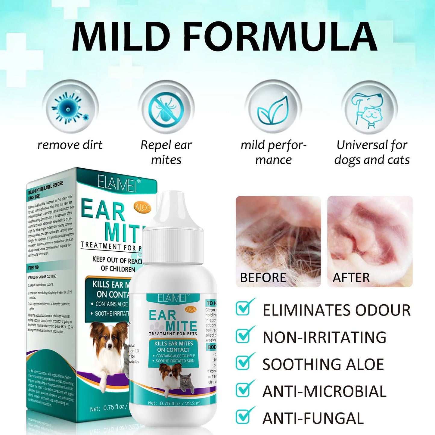 Aloe Ear Mite Treatment for Pets Medicine