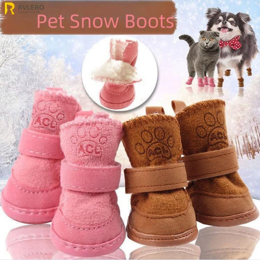 4Pcs Pet Snow Boots warm