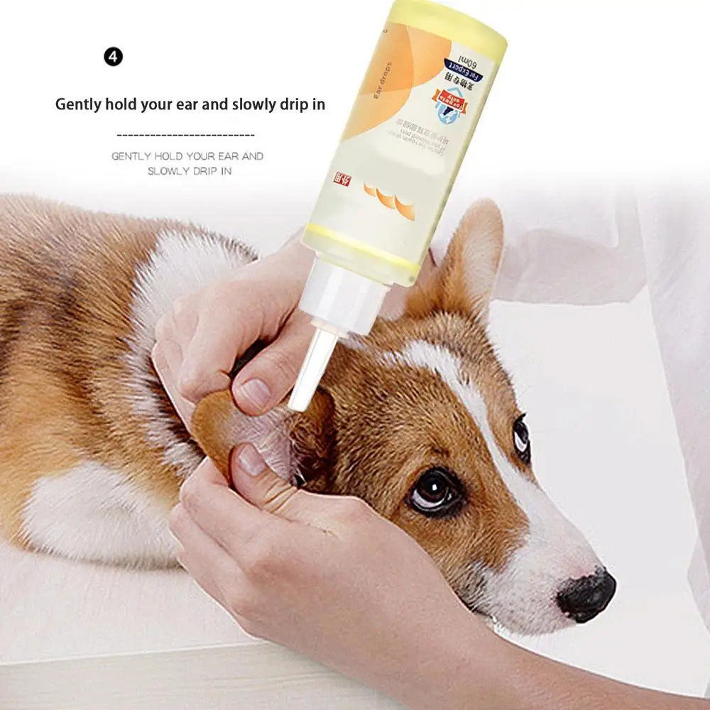 Pet Ear Drops Medicated Ear Drops For Dogs 60ml Medicated Pet Ear Care Liquid Ear Cleaners For Dogs And Cats Effective Formula