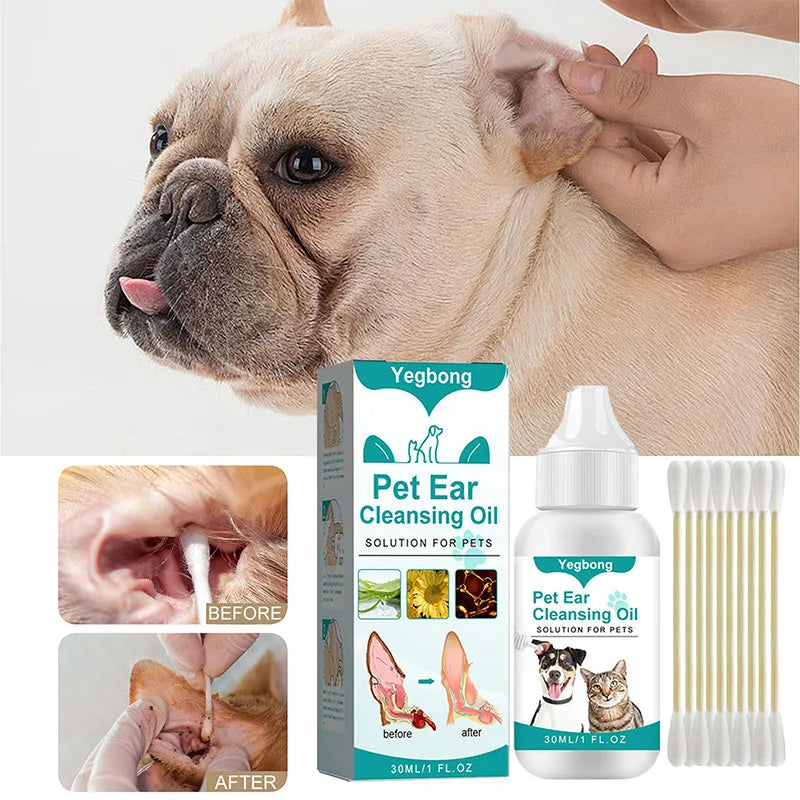 Pet Ear Cleansing Oil Remove Mites Dog