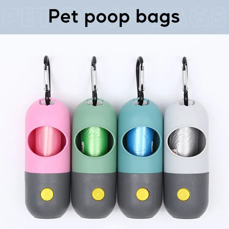 LED Lighted Dog Poop Bags Dispenser - Portable Degradable Waste Bags for Outdoor Dog & Cat Cleaning