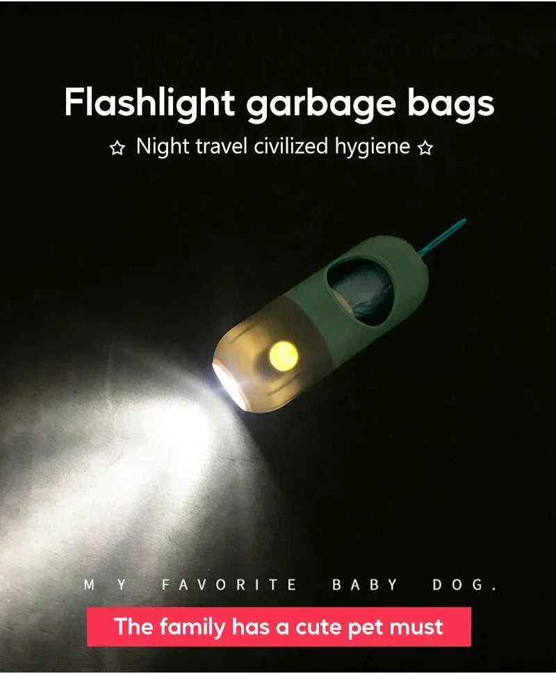 LED Lighted Dog Poop Bags Dispenser - Portable Degradable Waste Bags for Outdoor Dog & Cat Cleaning