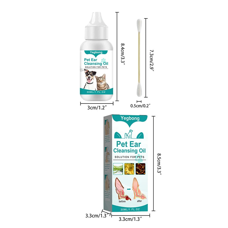 Pet Ear Cleansing Oil Remove Mites Dog