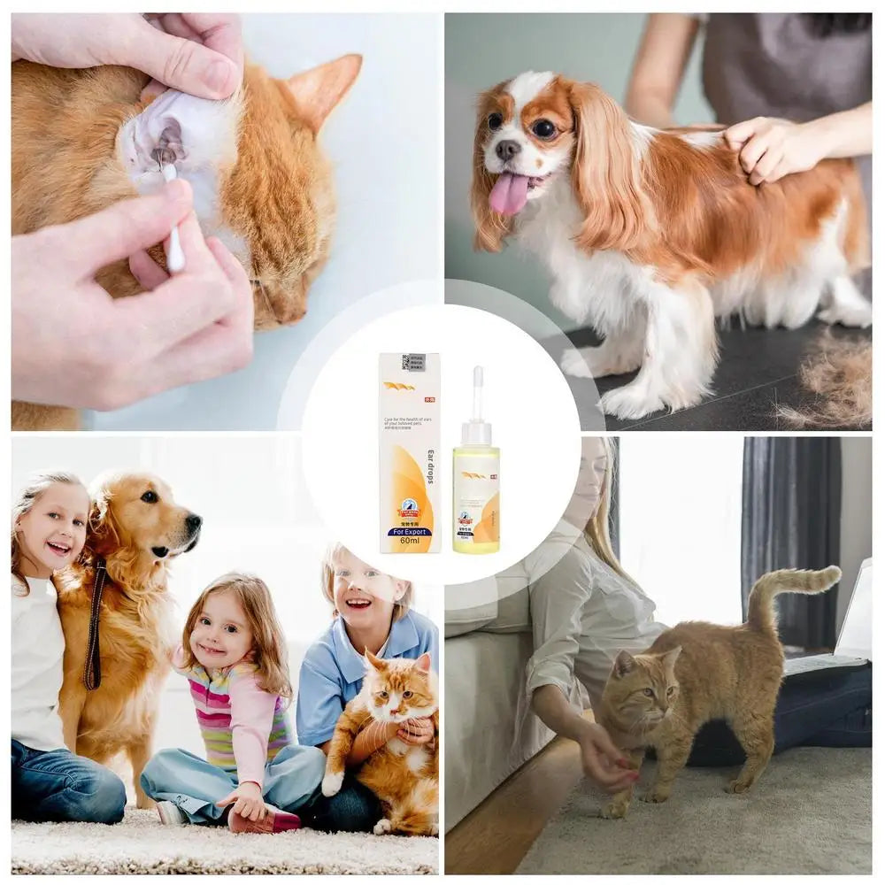 Pet Ear Drops Medicated Ear Drops For Dogs 60ml Medicated Pet Ear Care Liquid Ear Cleaners For Dogs And Cats Effective Formula