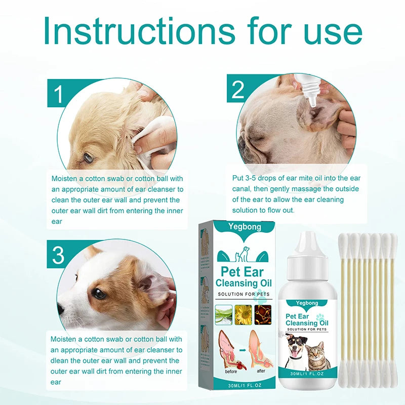 Pet Ear Cleansing Oil Remove Mites Dog