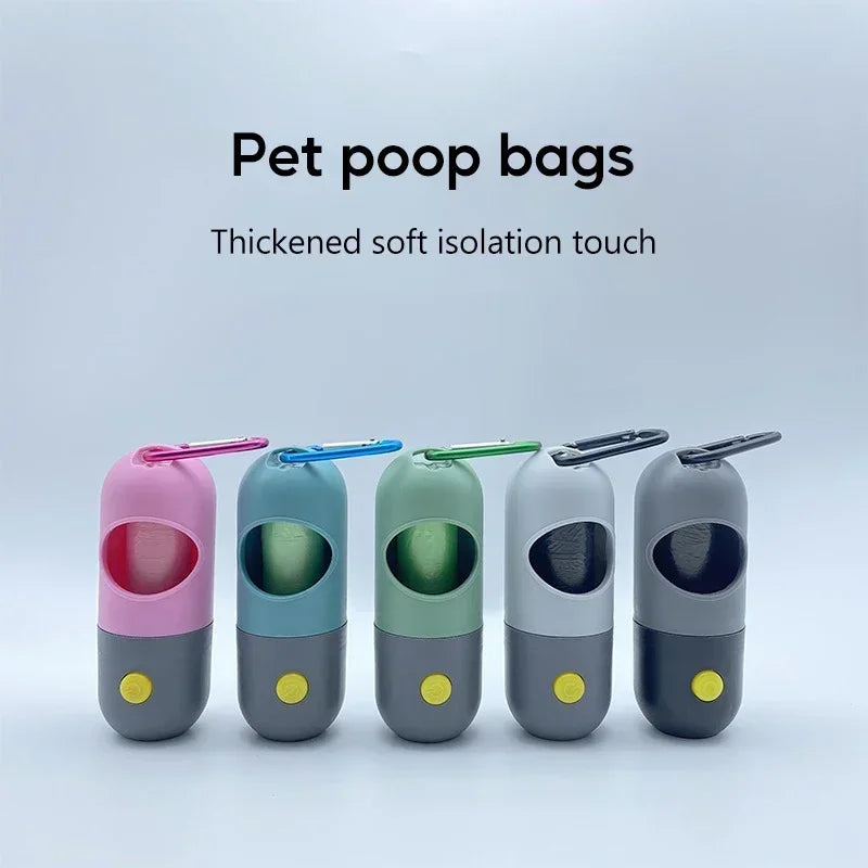 LED Lighted Dog Poop Bags Dispenser - Portable Degradable Waste Bags for Outdoor Dog & Cat Cleaning