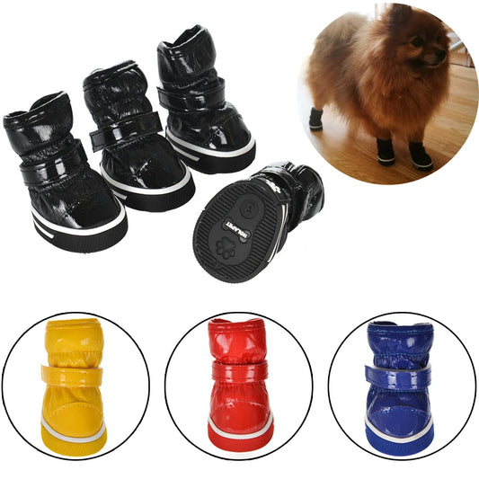 4Pcs/Set Pet Dog Shoes Winter Dog Snow Boots Warm