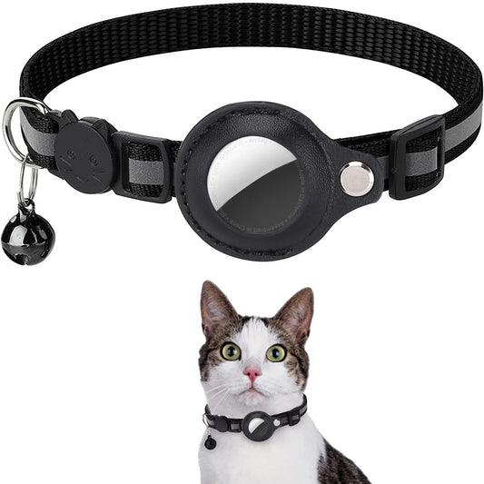 Reflective Strips Adjustable Kitten Collar Waterproof Cat Bell Collar Pet Air Tag Case