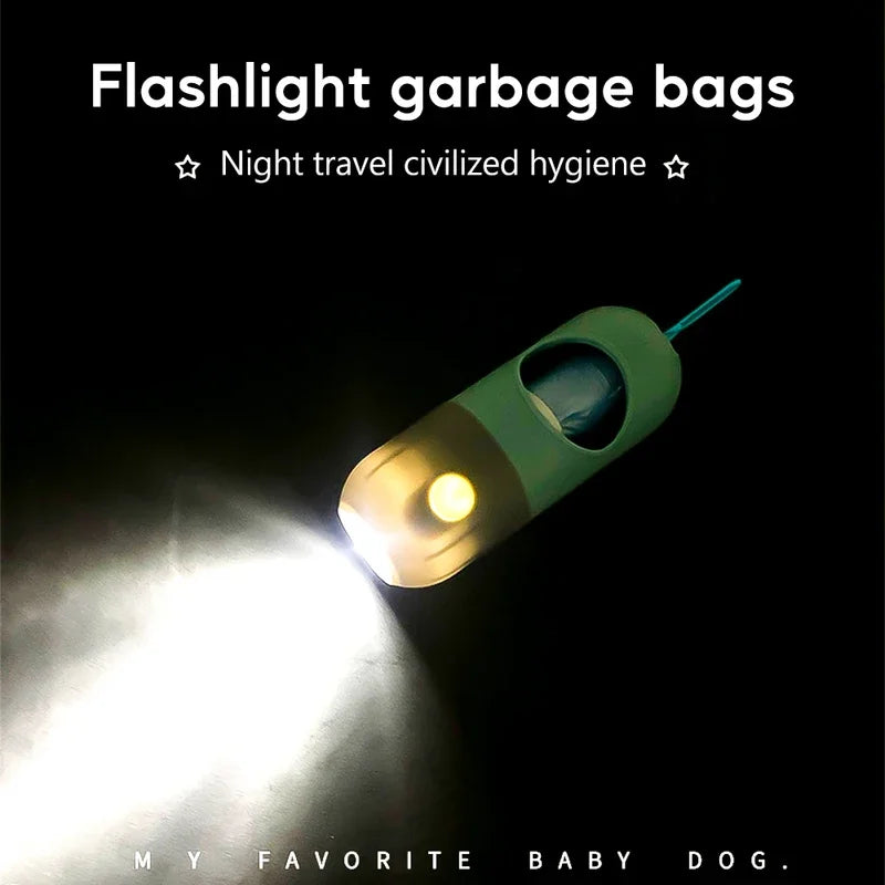 LED Lighted Dog Poop Bags Dispenser - Portable Degradable Waste Bags for Outdoor Dog & Cat Cleaning