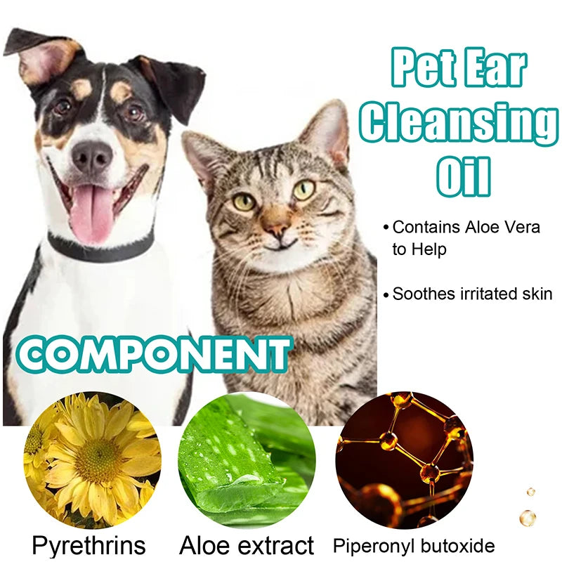 Pet Ear Cleansing Oil Remove Mites Dog