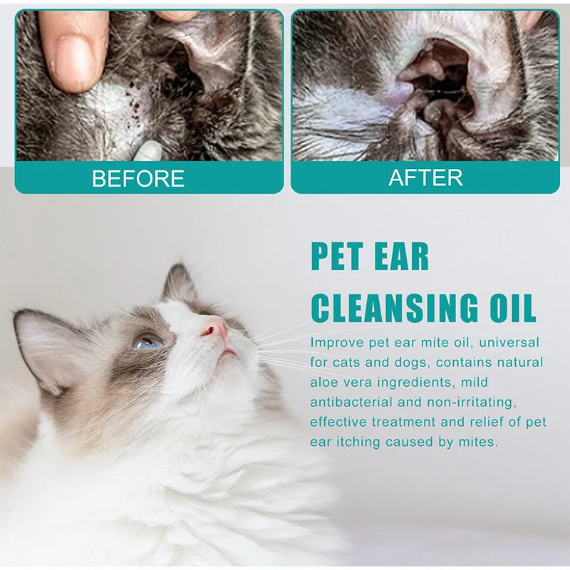 Pet Ear Cleansing Oil Remove Mites Dog