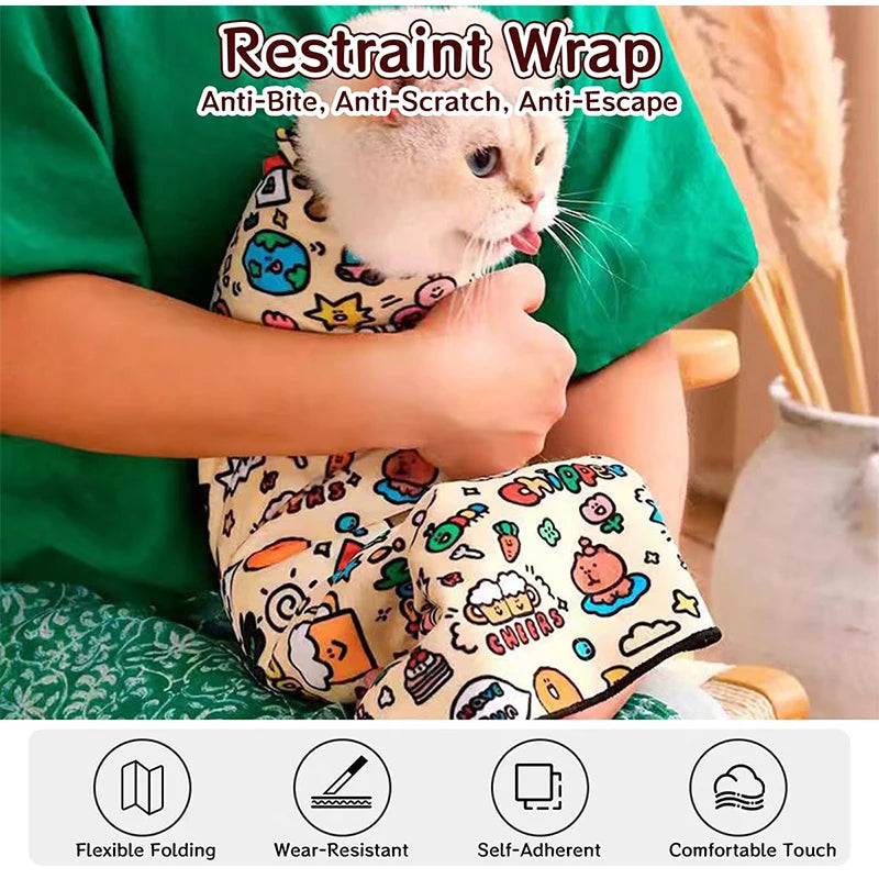 Magic Cloth Pet Parcel Cloth Feeding Medicine Wrapping Cat Anti-scratch And Anti-escape Camera Self-adhesive Cloth Makeup Bag