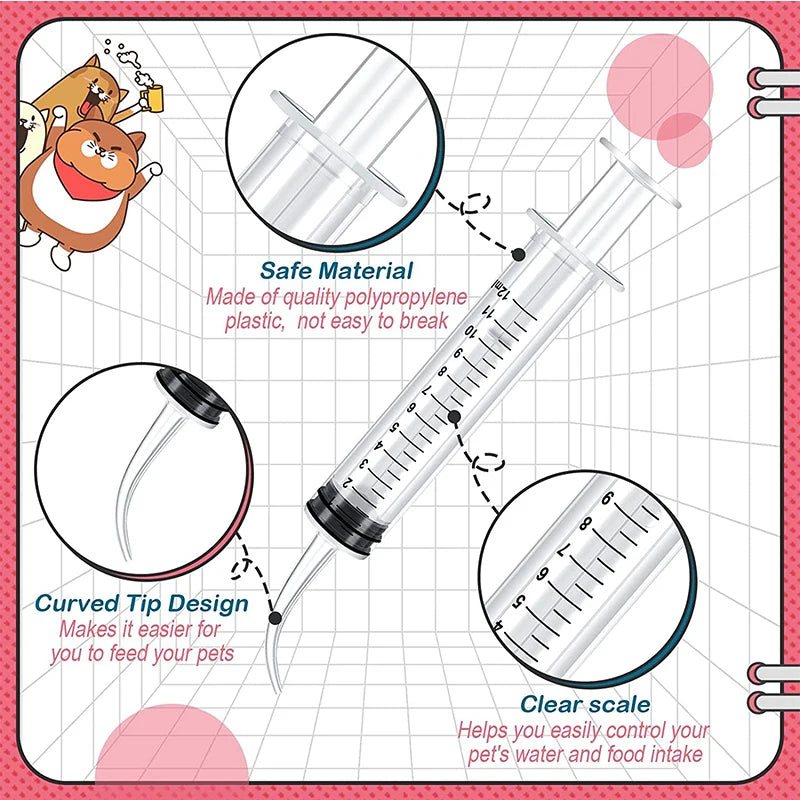 12ml Pet Feeding Syringes with Measurement for Small Dogs or Cats