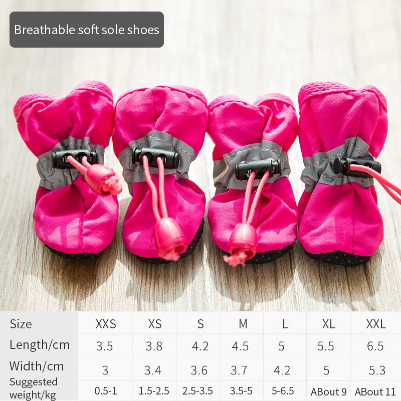 4pcs/set Waterproof Pet Dog Shoes