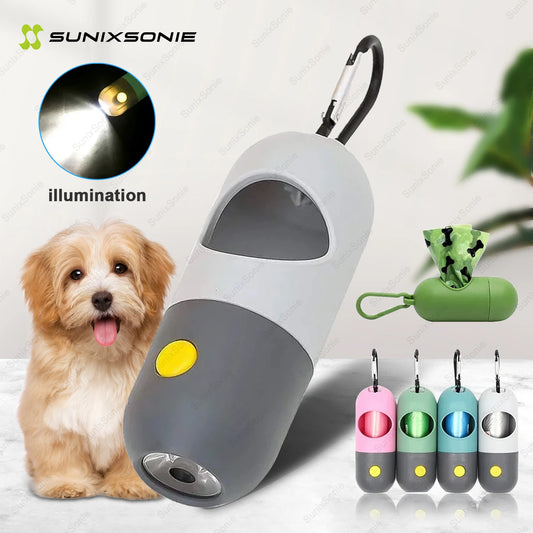 LED Lighted Dog Poop Bags Dispenser - Portable Degradable Waste Bags for Outdoor Dog & Cat Cleaning